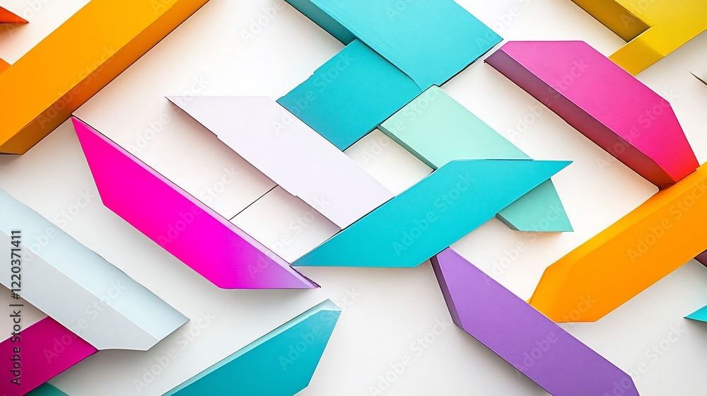 Abstract geometric pattern of colorful 3D blocks arranged on a white background creating a dynamic and vibrant visual composition Abstract geometric pattern of colorful 3D blocks arranged on a white background creating a dynamic and vibrant visual composition