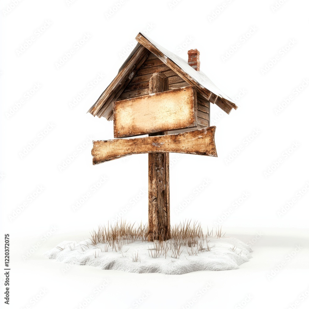 A rustic wooden signpost stands in snow, featuring an empty, blank space for personalization or direction. A rustic wooden signpost stands in snow, featuring an empty, blank space for personalization or direction.