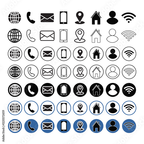 This set includes socials and contacts icons, featuring modern and minimalist designs. Perfect for websites, apps, and presentations, these scalable and printable icons are fully customizable.