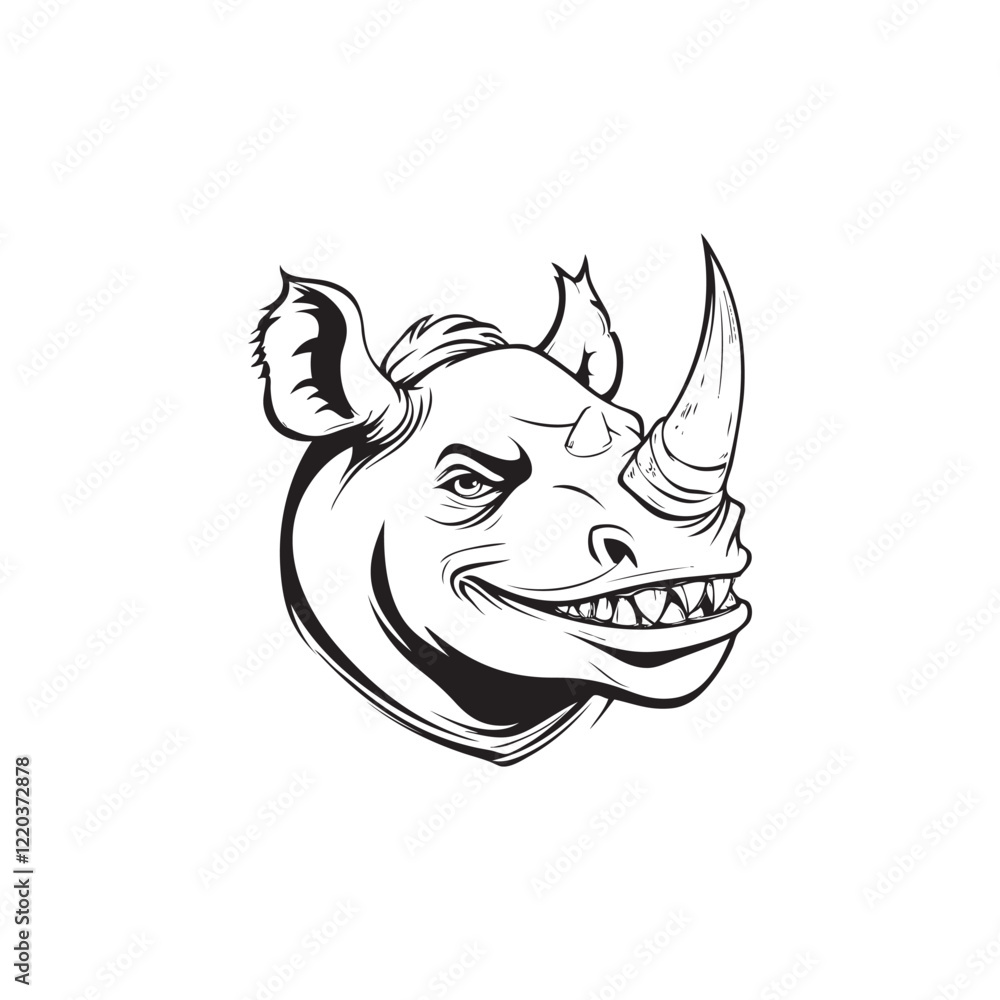 Fototapeta premium smiling rhino illustration