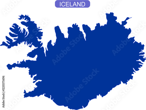 Map of Iceland outline in solid color