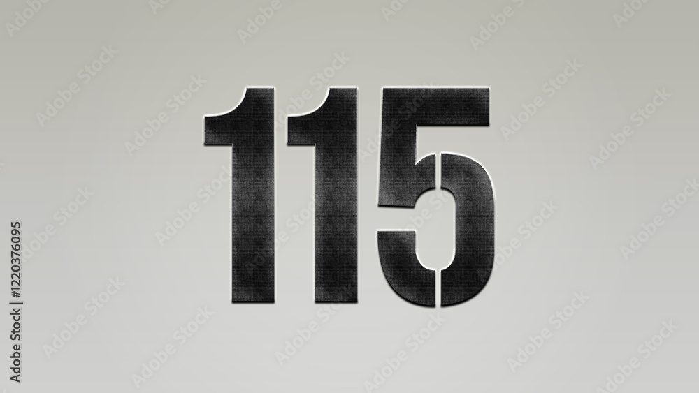 3D Bold metal number 115 on silver background. 3D Bold metal number 115 on silver background.