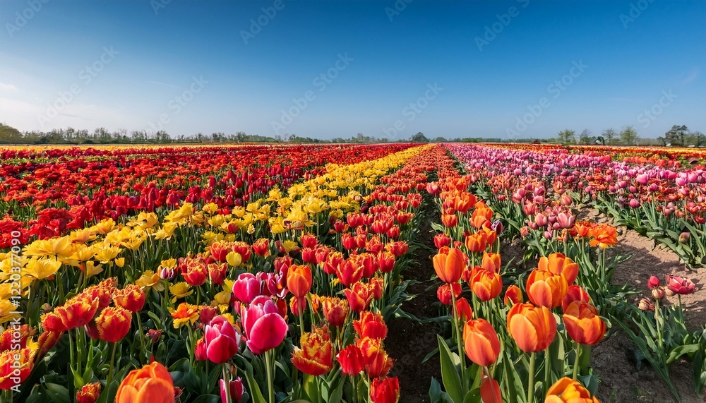 色とりどりのチューリップの花畑 | 春の風景写真 色とりどりのチューリップの花畑 | 春の風景写真