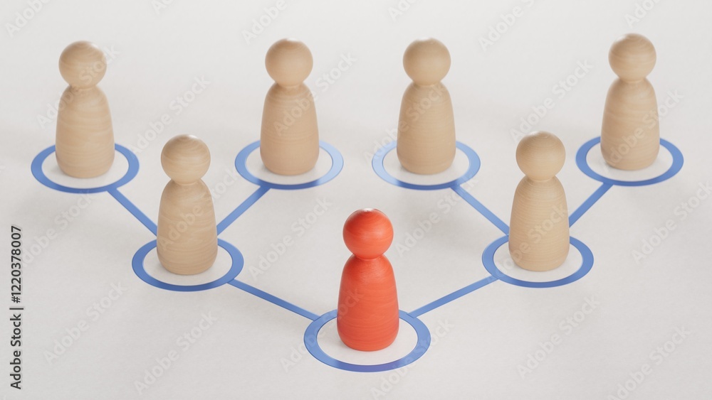 Obraz premium social network icons, people network icons.Organized groups managed by a leader.Leadership with business success concept.3D rendering on white background.