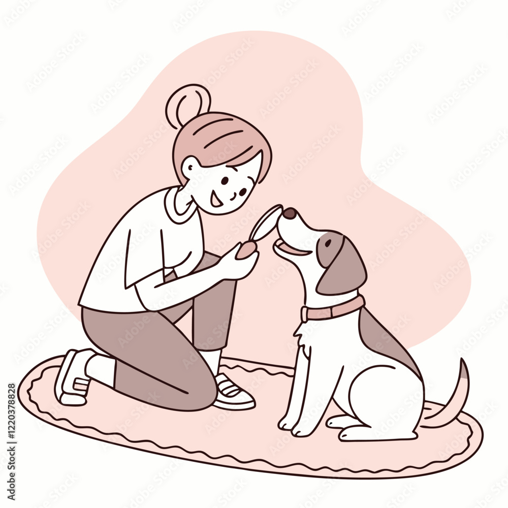 -a-happy-pet-owner-brushing-their-dog-while-sittin -a-happy-pet-owner-brushing-their-dog-while-sittin