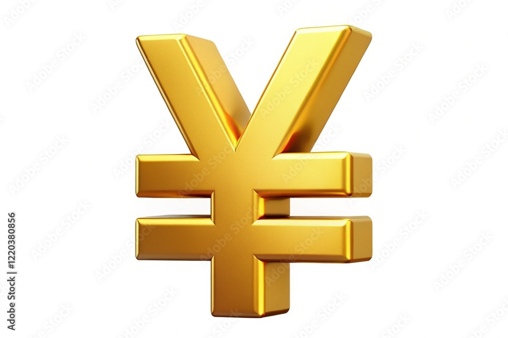 Fototapeta premium 3D Rendered Golden Japanese Yen Symbol Isolated on White - Stock Photo