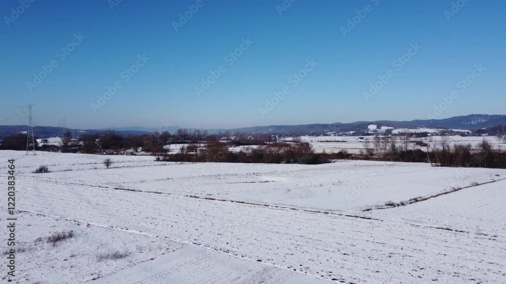 Winter landscape trees and fields Winter landscape trees and fields