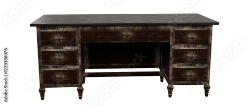 Wooden desk isolated on white
