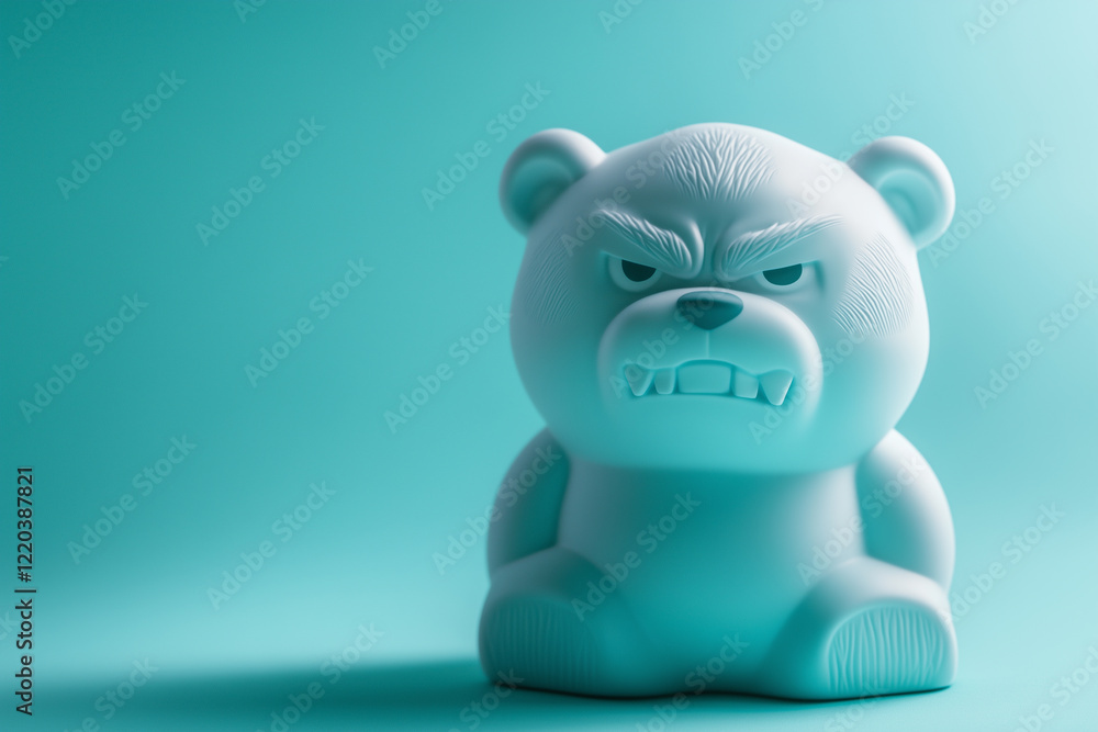 Angry Bear Toy on Turquoise Background Angry Bear Toy on Turquoise Background