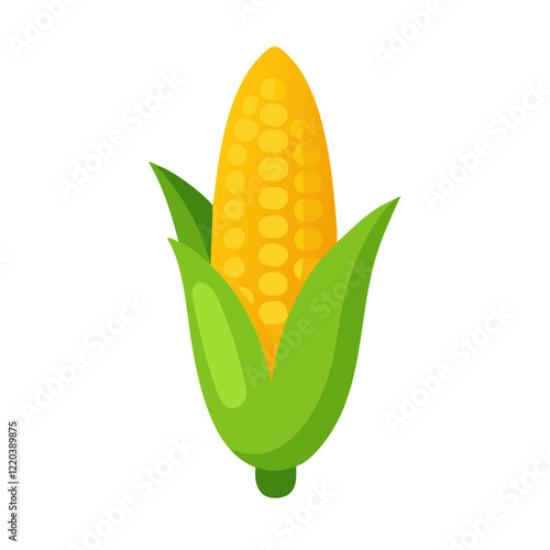 Yellow corn with green leaves illustration