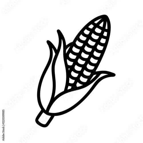 Corn icon in black and white design