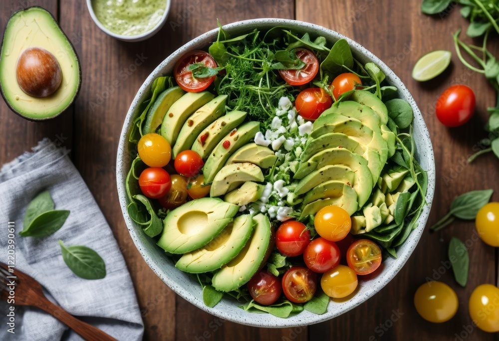 Refreshing Avocado and Tomato Salad with Feta in a Bowl Refreshing Avocado and Tomato Salad with Feta in a Bowl