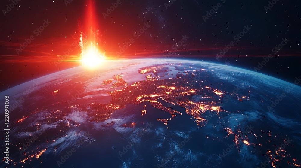 Obraz premium A background featuring the Earth with its lights