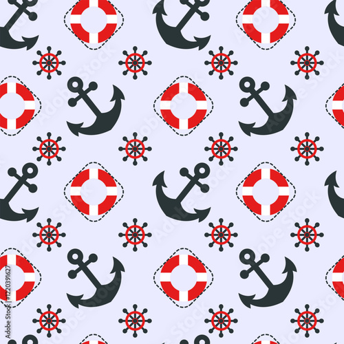 Seamless nautical pattern with anchors