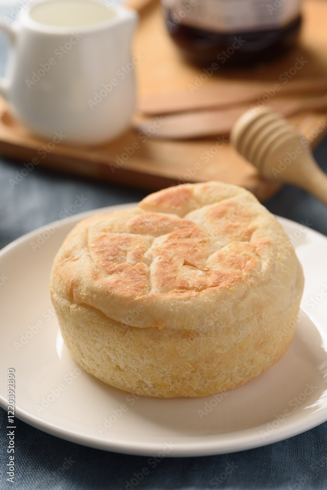 Fresh homemade English muffins for breakfast Fresh homemade English muffins for breakfast