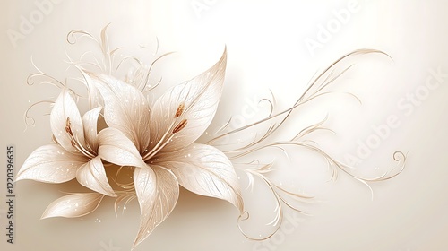 Elegant Beige Lilies with Delicate Swirling Vines
