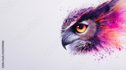 Stunning Colorful Owl Illustration with Abstract Artistic Elements photo