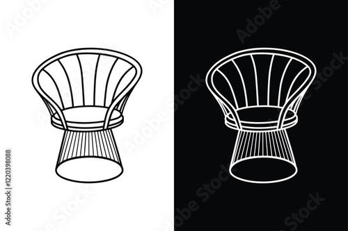 Platner chair icon vector on White Background ,Vector Art Illustration on white background.