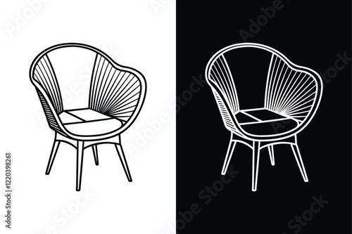 Planter chair with open book icon vector on White Background ,Vector Art Illustration on white background.