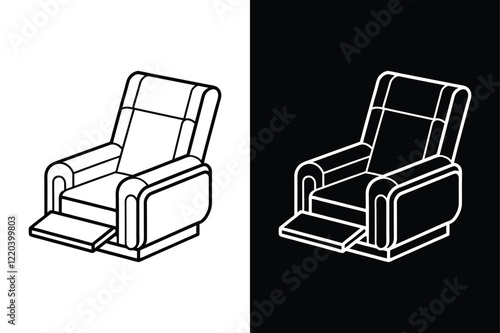 Recliner chair icon vector on White Background ,Vector Art Illustration on white background.