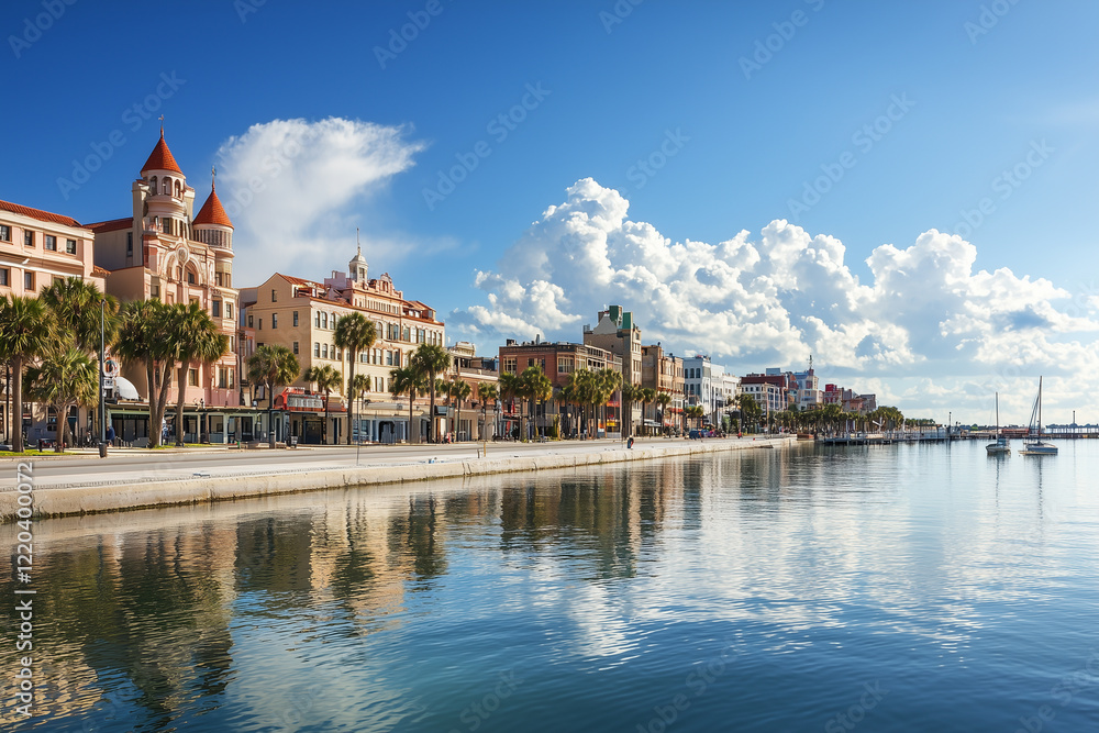 Fototapeta premium Scenic Waterfront City Landscape