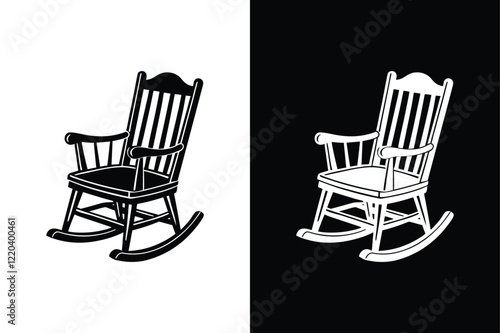 Rocking chair  icon vector on White Background ,Vector Art Illustration on white background.