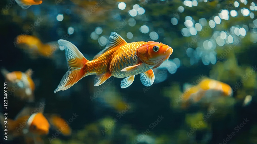 Naklejka premium Koi fish swimming aquarium underwater background (1)