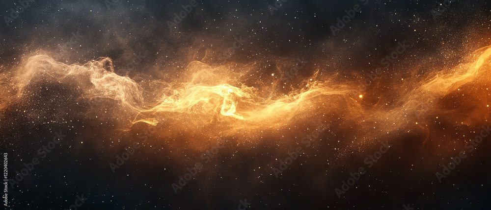 Fototapeta premium Glowing dust particles create an ethereal atmosphere in a cosmic abstract background