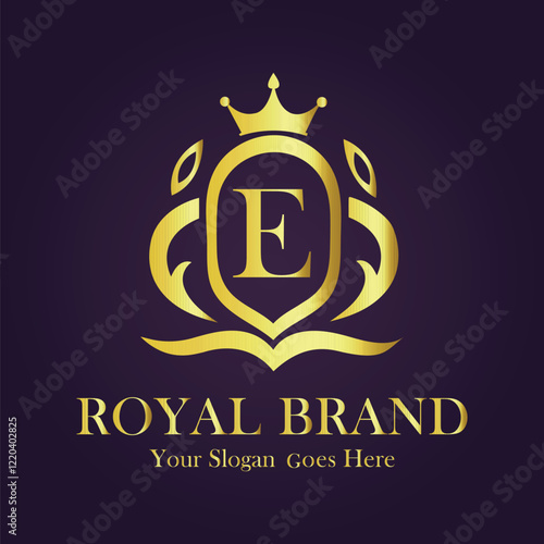 Luxury Gold Monogram Logo - Letter E