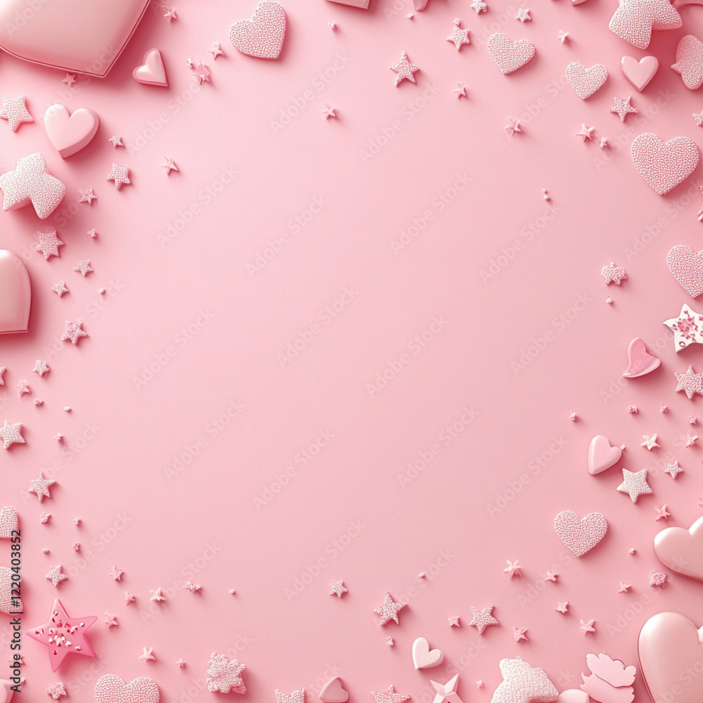 Pink valentine background, scattered heart shapes, various sizes, soft focus, pastel aesthetic, romantic composition, centered frame, textured surface, delicate shadows. Pink valentine background, scattered heart shapes, various sizes, soft focus, pastel aesthetic, romantic composition, centered frame, textured surface, delicate shadows.