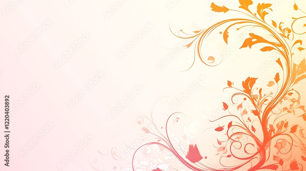 Orange Floral Design on a Soft Background Orange Floral Design on a Soft Background