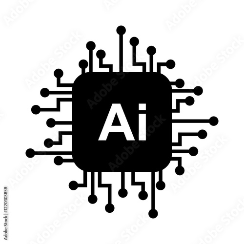 AI artificial intelligence Microchip technology icon. Digital technology ai cpu icon..flat style vector illustration editable isolated design.