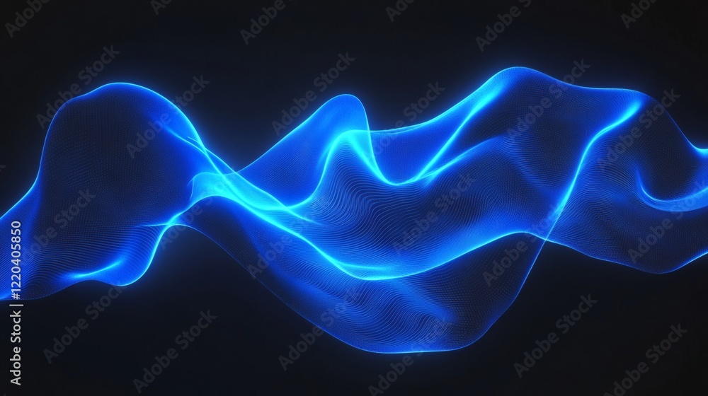 Abstract Blue Energy Wave Flowing in Dark Background Abstract Blue Energy Wave Flowing in Dark Background