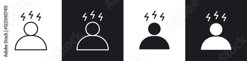 Anxiety icons collection in black and white solid and line style