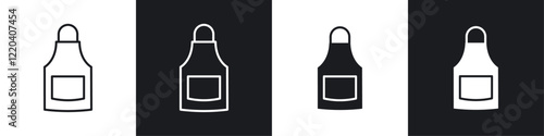 Apron icons collection in black and white solid and line style