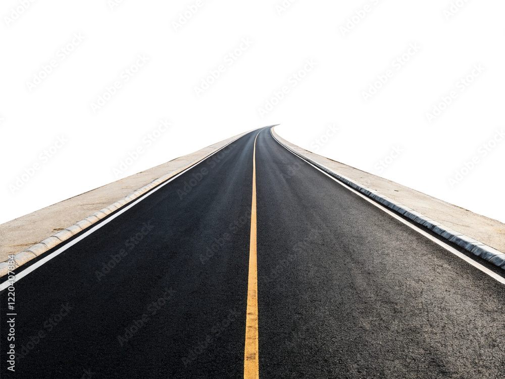 Fototapeta premium Asphalt road isolated on transparent background.