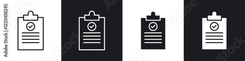 Compliance icons collection in black and white solid and line style