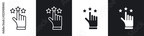 Customer feedback icons collection in black and white solid and line style