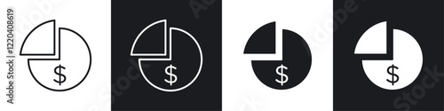 Dividend icons collection in black and white solid and line style