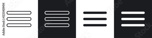 Hamburger menu icons collection in black and white solid and line style