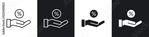 Interest icons collection in black and white solid and line style