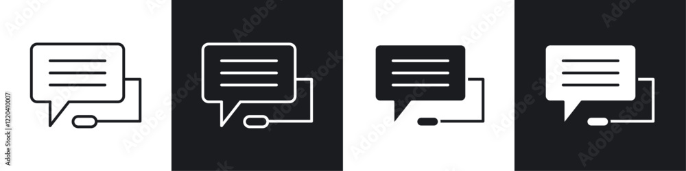 Live chat icons collection in black and white solid and line style Live chat icons collection in black and white solid and line style