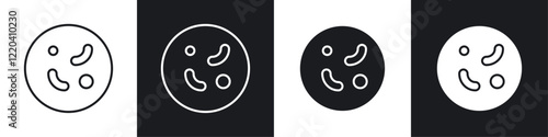 Microorganism icons collection in black and white solid and line style