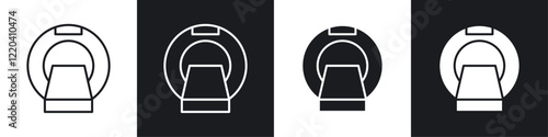 MRI icons collection in black and white solid and line style