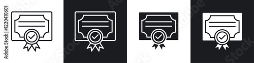 Patented icons collection in black and white solid and line style