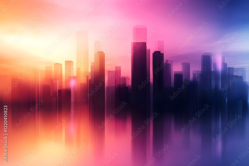 A city skyline with a sunset in the background A city skyline with a sunset in the background