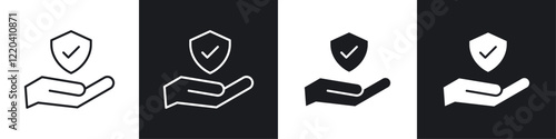 Policyholder icons collection in black and white solid and line style