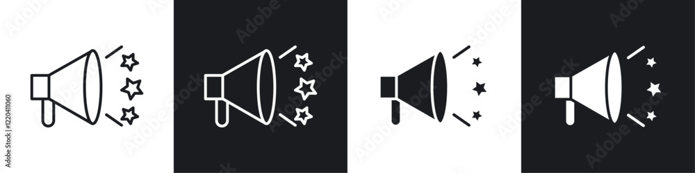 Promotion icons collection in black and white solid and line style Promotion icons collection in black and white solid and line style