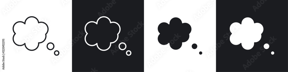 Think bubble icons collection in black and white solid and line style