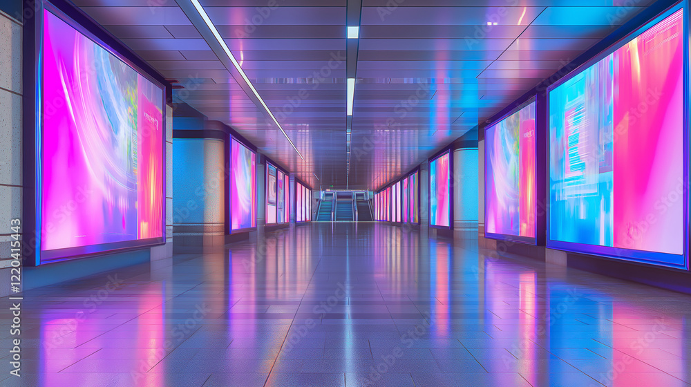 underground passage lined, glitch art